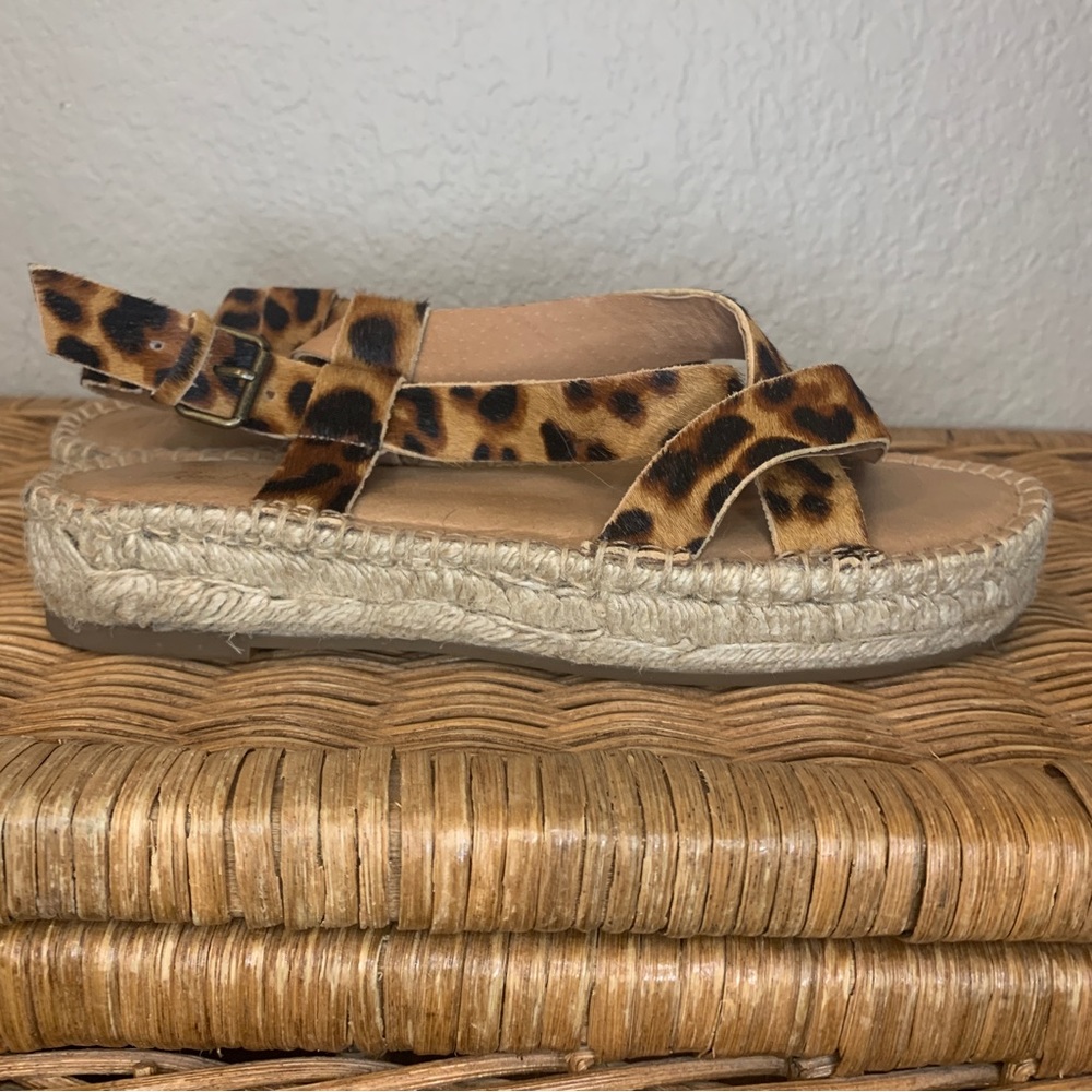 Madewell Malia Espadrille Strappy Sandal in Leopard Calf Hair Sandal Size 8 - Picture 9 of 12